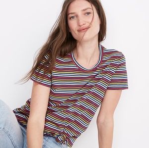 Madewell knot-front tee in rainbow stripe